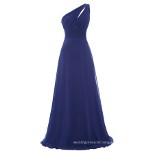 Starzz One shoulder Navy Blue Chiffon Long Bridesmaid Dress ST000071-3